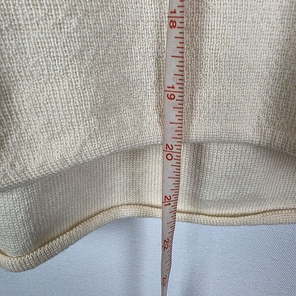 HELMUT LANG Women's 100% Wool Pullover Sweater Beige Knit Size Medium Back V - Picture 6 of 6